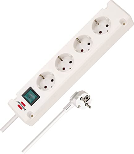 brennenstuhl bremounta 4-fach steckdosenleiste mit schalter, 90 grad, 1,5m kabel, weiß