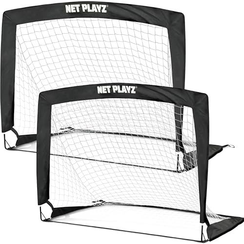 faltbares fußballtor set 2er von net playz, pop up 120 x 90 x 90 cm für kinder, garten