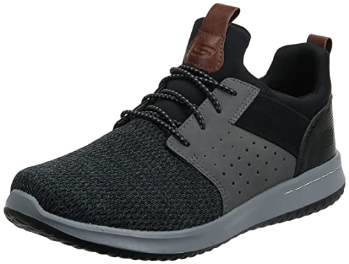 Skechers Delson-Camben Herren Schuhe, schwarz/grau, klassische Passform, Gr. 44 EU