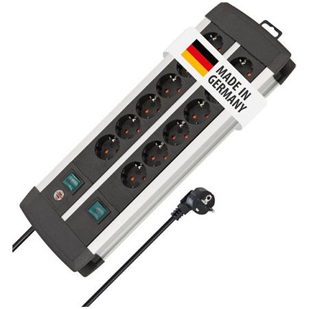Brennenstuhl Premium-Alu-Line 12-Fach Steckdosenleiste, Schwarz