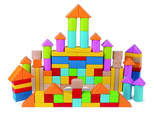 Hape Holzbausteine E8247, 101 Teile, kreatives Bauspielzeug aus Holz