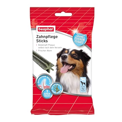 beaphar zahnpflege sticks hunde ab 10kg gegen plaque mit meeresalgen ohne zucker 12er pack