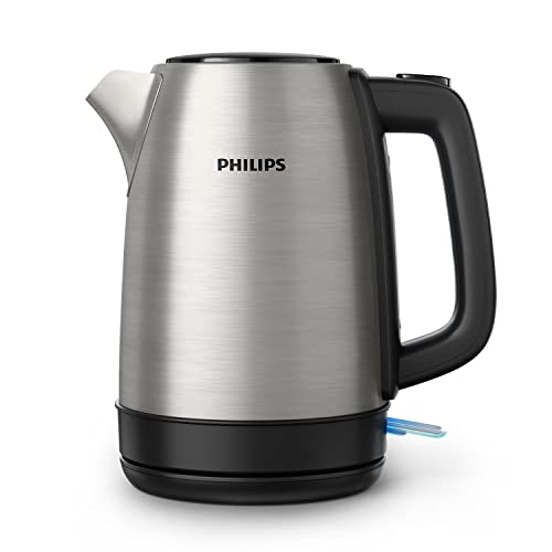 Entdecken Sie den Philips Wasserkocher HD9350/90: 1,7 L Edelstahl, 2200 Watt Leistung und praktische Kontrollanzeige. Schnelles Erhitzen garantiert!