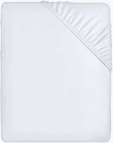 spannbettlaken 90x200cm weiß, utopia bedding, polyester-mikrofaser, 35 cm tiefe Tasche