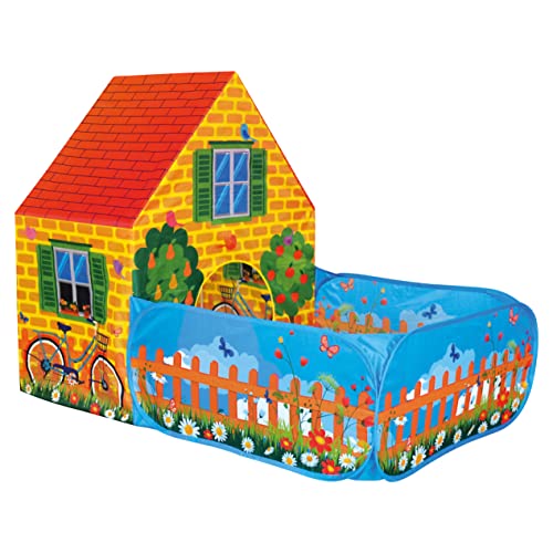 bino & mertens spielzelt haus mit vorgarten für drinnen und draußen, 150 x 110 x 90 cm, bunt