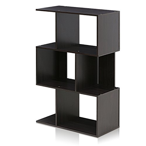 furinno bücherregal asymmetrisch, holz, espresso, 30 x 59,9 x 94,79 cm