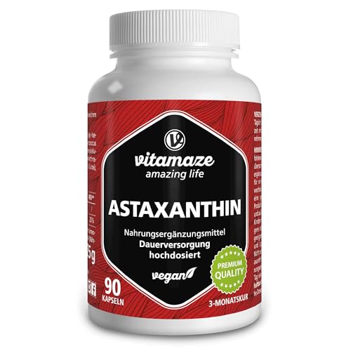 astaxanthin kapseln 4 mg hochdosiert vegan, 90 stück aus blutregenalge