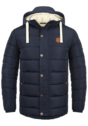 blend bhfrederic herren steppjacke gefüttert mit kapuze kordelzug navy größe l