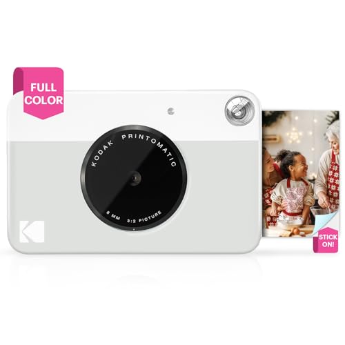 kodak printomatic sofortbildkamera, 5mp, tragbar, 2x3 zink klebefotos - grau