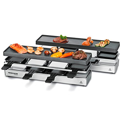 raclette-grill rommelsbacher rc 1600 für 8 personen, tafelgrill, 1460 w, silber