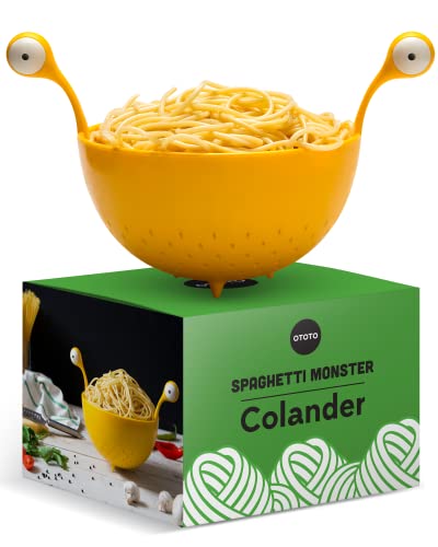 pasta strainer ototo, spaghetti colander, clip on strainer, küchenaccessoires, roter krabben-design