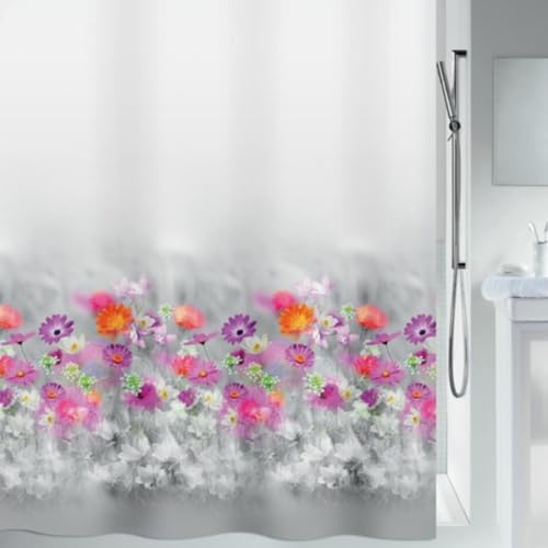 Anti-Schimmel Duschvorhang Spirella Abella Blumen waschbar wasserdicht 180x200cm