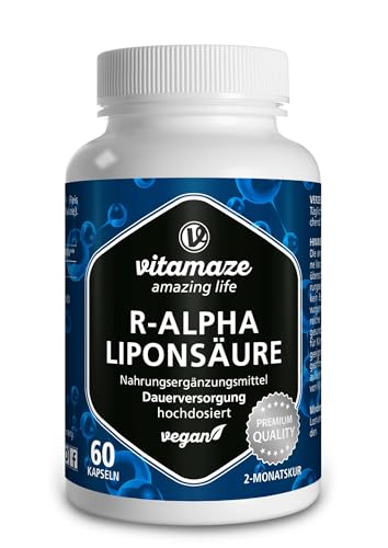 r-alpha lipoic acid 200 mg vegan, 2 monate kur, bioaktives supplement, made in germany