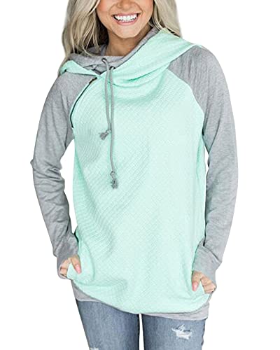 aitos damen hoodie kapuzenpullover longsleeve doppelte kapuze casual mintgrün s