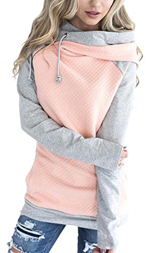 aitos damen hoodie zweifarbig kapuzenpullover sweatshirt longsleeve casual a-rosa l