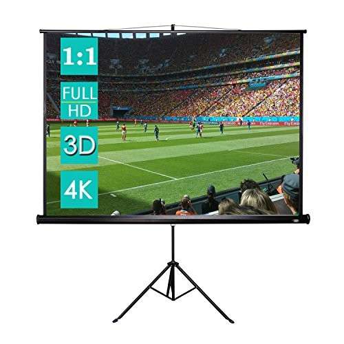 CCLIFE Beamer Leinwand 85/99/114 Zoll mit Stativ und Montagematerial Rolloleinwand
