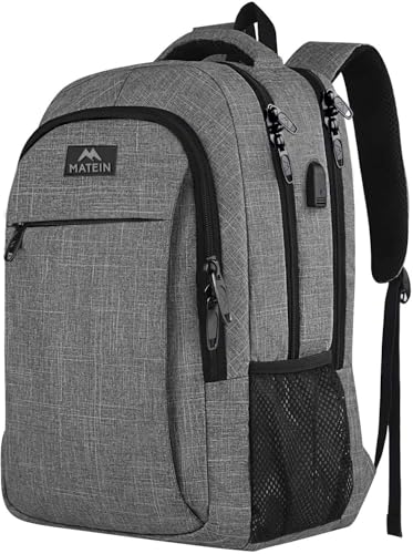 matein laptop rucksack 15,6 zoll mit usb anschluss, business backpack grau