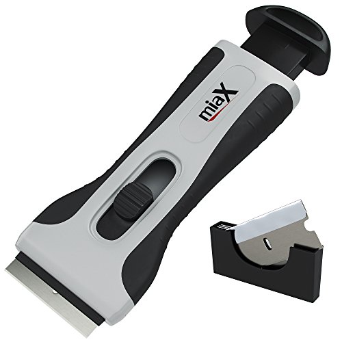 miaX keramikkochfeldschaber, robuster schaber mit soft-touch griff, austauschklingen