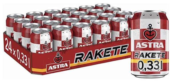 astra rakete biermischgetränk 24x 0,33 l für 15 euro, 0,63 euro pro dose