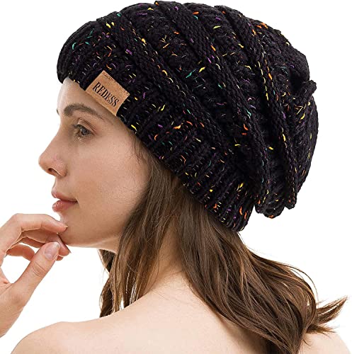 redess slouchy beanie mütze für herren und damen, winter warm, chunky zopfstrick