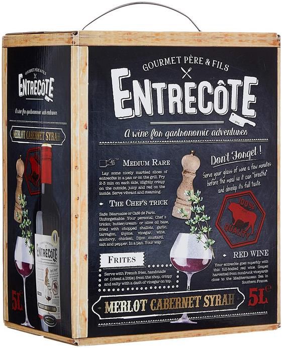 entrecote merlot cabernet sauvignon rotwein 5 liter bag 27,26 euro