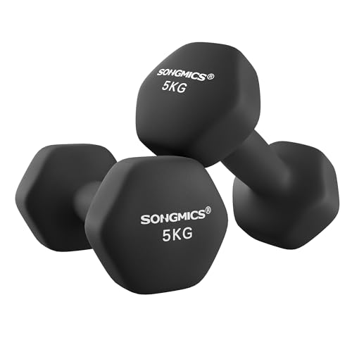 SONGMICS 5KG Hexagon Hanteln Neoprenbeschichtung für Krafttraining Zuhause, 2 Stück
