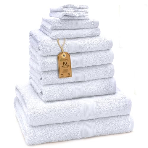 frottier handtuch-set 10 tlg mit 4 handtüchern 2 duschtüchern 2 gästetüchern 2 waschhandschuhen