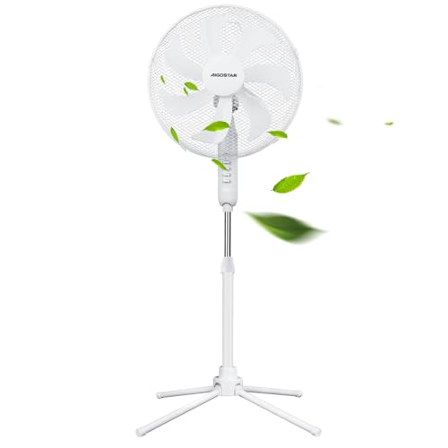 aigostar standventilator 7 klingen 41 cm leise 75 oszillation 3 geschwindigkeiten höhenverstellbar 108-123 cm 50w weiß
