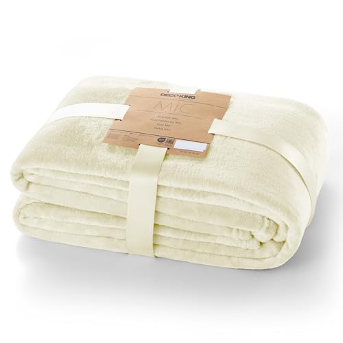 Kuscheldecke Ecru 150x200 cm Microfaser Fleece weich sanft Ivory Elfenbein