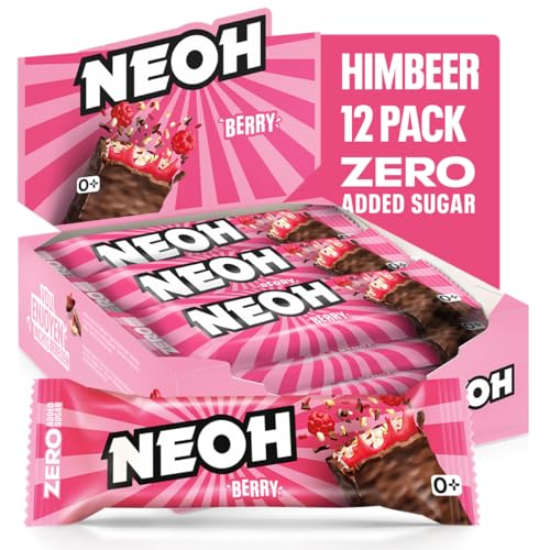 neoh zero zucker himbeer crunch riegel, keto-freundlich, low carb, 12er pack