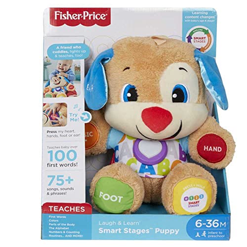 fisher-price lernspaß-hündchen, interaktives kuscheltier mit musik, ab 6 monate