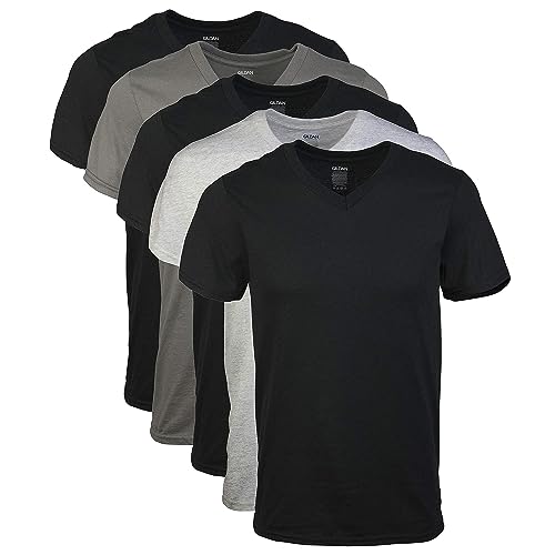 gildan herren t-shirts v-ausschnitt multipack schwarz sport grey charcoal 5er-pack