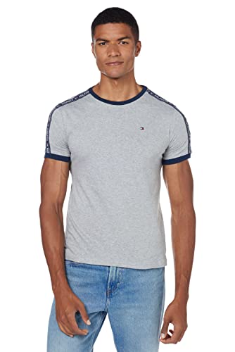 Produktbild: Tommy Hilfiger T-Shirt Rundhals Logo Tape Grau Gr. M (L 14,44, S 17,55)