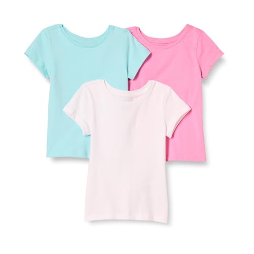 kurzärmelige t-shirts mädchen 3er-pack aquablau rosa weiß amazon essentials 5 jahre