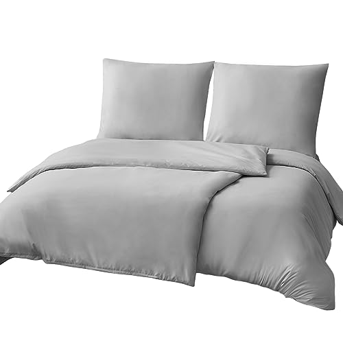 ruikasi bettwäsche 135x200 grau mikrofaser 4-teilig oeko-tex 2 bettbezüge 80x80