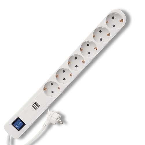 steckdosenleiste rev 6-fach mit 2 usb 1,4m max 3680w weiß 7,49
