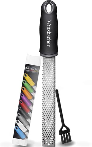 Winzbacher Zester Reibe - Parmesan, Zitrone, Muskat, Ingwer, Edelstahl, spülmaschinenfest