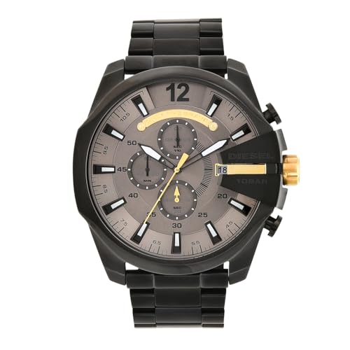 diesel herrenuhr mega chief 59 mm schwarz quarz chronograph edelstahlarmband dz4479