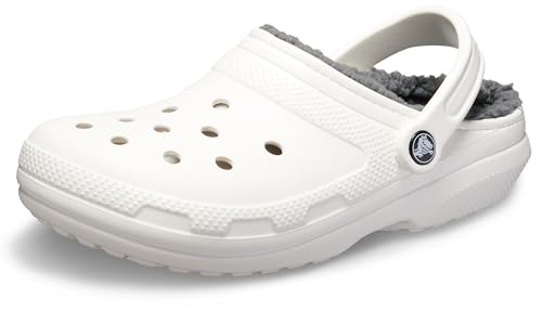 crocs classic lined clog unisex clogs für erwachsene weiß grau slip-on 41-42