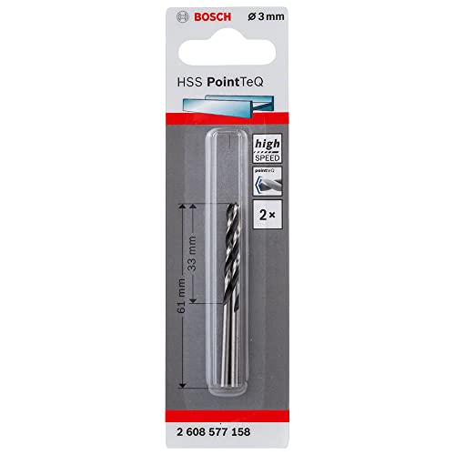 bosch professional hss spiralbohrer 2 stück pointteq für metall 3 x 33 x 61 mm