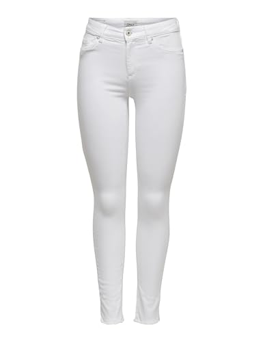 skinny fit jeans damen only, mid waist stretch denim, weiß, größe l/30l