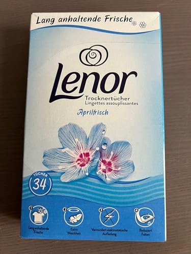 lenor trocknertücher für trockner, knitterfrei mit duft von frühlingsblumen, 34 stück