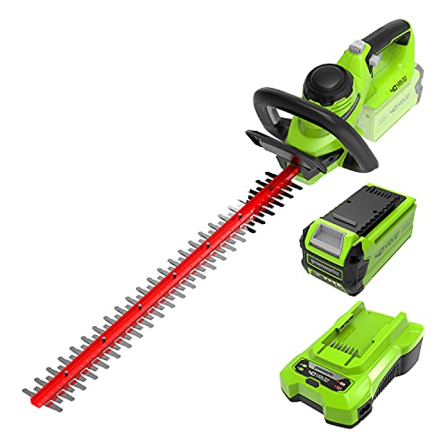 akku heckenschere greenworks g40ht61k2, 61 cm, 3000 schnitte/min, 40v 2ah akku