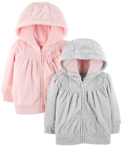 Produktbild: fleece kapuzenjacken 2er pack für baby-mädchen, simple joys by carter's, hellgrau/rosa, 6-9 monate