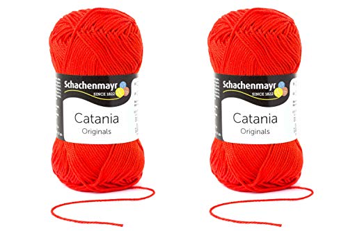 schachenmayr catania handstrickgarne tomate 100% baumwolle 2er pack 9801210-00390