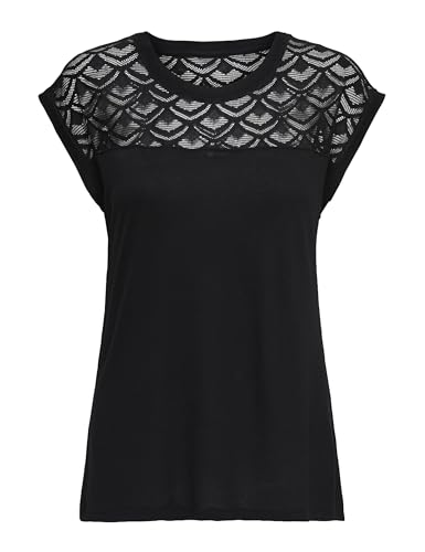 only damen t-shirt onlnicole s/s mix top, einfarbig schwarz, gr. 40 (l)