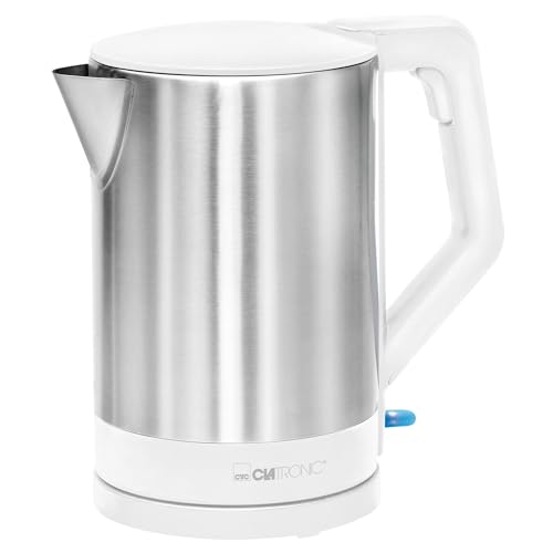 Clatronic Wasserkocher Edelstahl 1,5L Einhandbedienung WKS 3692 weiß