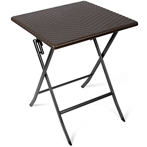 Vanage Beistelltisch eckig aus Kunststoff für Garten, Terrasse, Balkon - Rattan, Braun