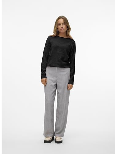 vero moda blouse damen vmdoffy ls o-neck schwarz melange 10201022 größe m