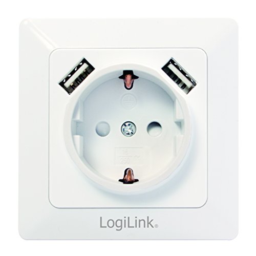 Produktbild: LogiLink Steckdose unterputz mit 2x USB, kindersicherung, 80x80mm, für smartphone, tablet